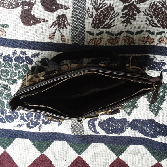 COACH Signature Lining  Leather/Canvas Handbag - Picture 5 of 12